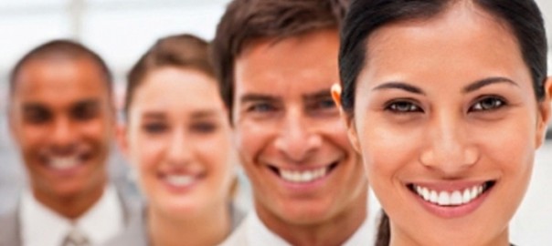 Smiling diverse business team in professional attire