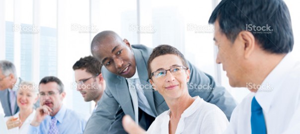 Business team collaborating in modern office