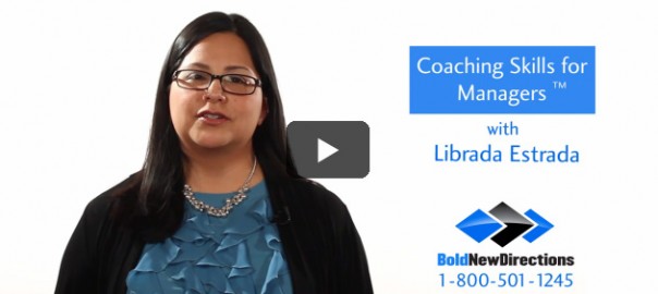 Female presenter in managerial coaching video