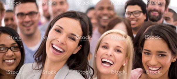 Smiling diverse group of adults close-up