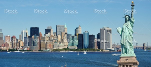 Statue of Liberty with Manhattan skyline