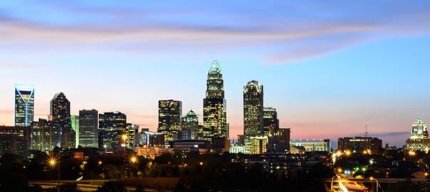 Charlotte skyline at dusk