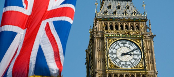 Union Jack and Big Ben clock tower